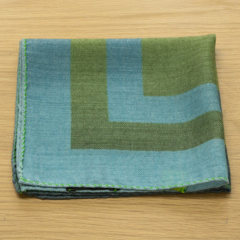 fazzoletto da taschino in pura lana stampata colore verde petrolio made in Italy