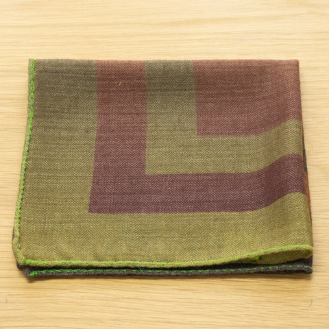 fazzoletto da taschino in pura lana stampata sfumata melange marrone verde
