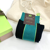 Calze donna Cotone pannello bicolore Nero e Petrolio Cod 386