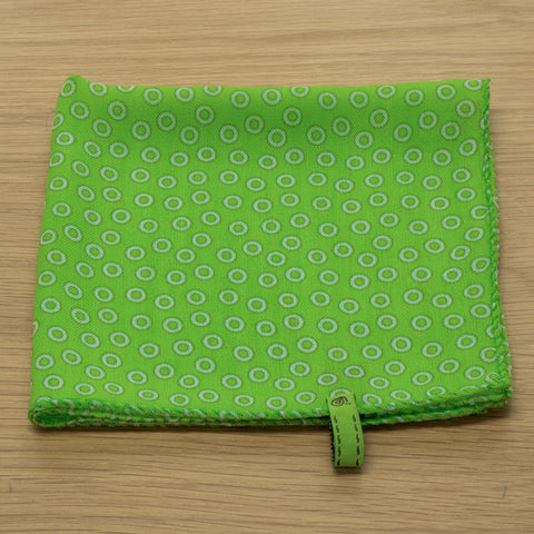 fazzoletto da taschino in pura lana stampata verde disegno pois