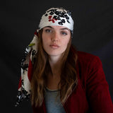 Foulard cm 90x90 Pura Seta disegno floreale nero bianco  Cod 543