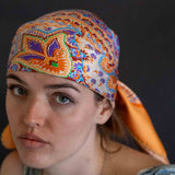 Foulard cm 90x90 Pura Seta disegno Paisley Hippy colore Arancio Cod 554