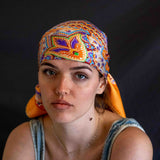 Foulard cm 90x90 Pura Seta disegno Paisley Hippy colore Arancio Cod 554