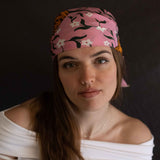 Foulard in Pura Seta cm 70x70 disegno tigre colore rosa Cod 571