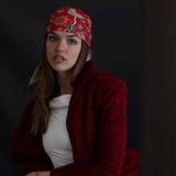 Foulard in Pura Seta cm 70x70 disegno fiore indiano colore rosso Cod 575