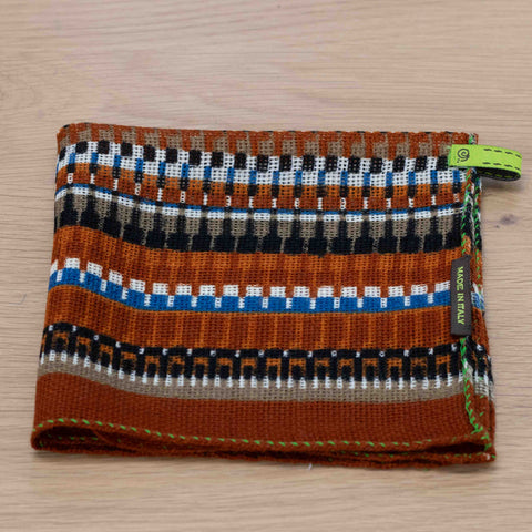 fazzoletto da taschino in garza di lana stampata made in italy colore mattone