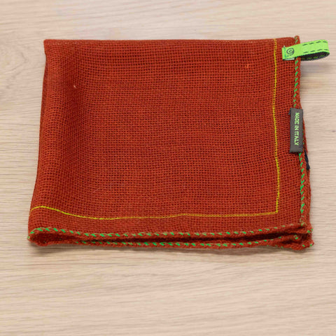 pochette in garza di lana stampata colore cotto mattone rosso