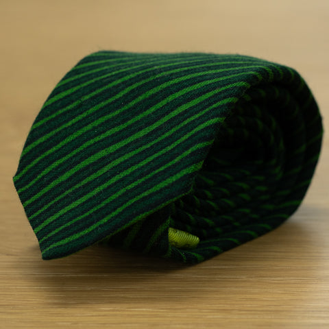 cravatta in lana stampata verde rigato