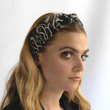 Fascia per capelli in Lana stampata disegno macro Paisley colore Verde scuro Cod 695