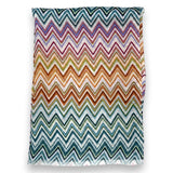Stola di puro lino stampato disegno zig-zag multicolor cm 70x200 Cod 740