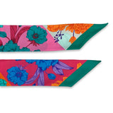 Bandeau in Pura Seta disegno Fiori Pop colore Verde e Blu Cod 750