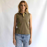 Polo Donna smanicata in Cotone colore Verde militare Cod.  774-777