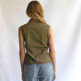 Polo Donna smanicata in Cotone colore Verde militare Cod.  774-777