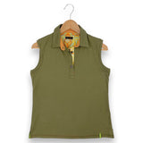 Polo Donna smanicata in Cotone colore Verde militare Cod.  774-777