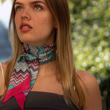 Bandeau in Pura Seta disegno Chevron colore Rosa  Cod 780