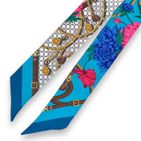 Bandeau in Pura Seta disegno Fiore Pop e fibbie colore Acqua  Cod 784