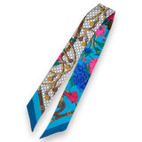 Bandeau in Pura Seta disegno Fiore Pop e fibbie colore Acqua  Cod 784