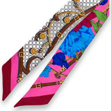 Bandeau in Pura Seta disegno Fiore Pop e fibbie colore Rosa  Cod 786