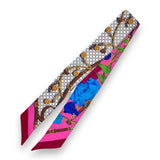 Bandeau in Pura Seta disegno Fiore Pop e fibbie colore Rosa  Cod 786