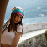 Foulard cm 90x90 Pura Seta disegno Fiore con Fibbie colore Acqua Cod. 787