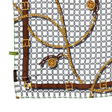 Foulard cm 90x90 Pura Seta disegno Fiore con Fibbie colore Acqua Cod. 787