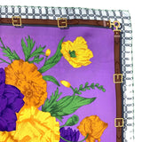 Foulard cm 90x90 Pura Seta disegno Fiore con Fibbie colore Lilla Cod. 788