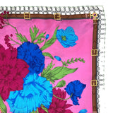Foulard cm 90x90 Pura Seta disegno Fiore con Fibbie Rosa Cod. 789