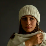 Berretto Donna Anna in puro Cashmere colore Ecru Cod. 804