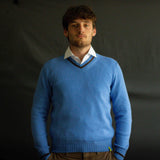 Pullover Adriano in puro Cashmere colore Azzurro Cod. 812-814