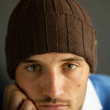 Berretto uomo in maglia di Cashmere colore Marrone Cod. 827