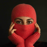 Cagoule in puro Cashmere colore Corallo Cod 828