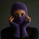 Cagoule in puro Cashmere colore Lavanda Cod 830