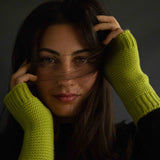Guanti Donna senza dita in Cashmere colore Verde Acido Cod.832