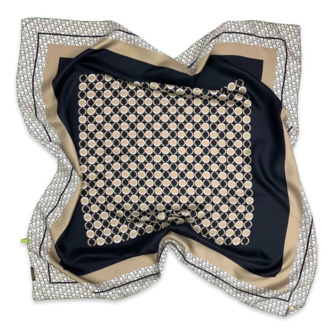 Foulard in pura Seta stampa disegno geometrico colore Nero Cod 850