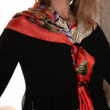 Foulard in pura Seta stampa fiore Lilium colore Rosa Cod 853