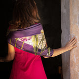Foulard in pura Seta stampa fiore Lilium colore viola Cod 855