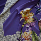 Foulard in pura Seta stampa fiore Lilium colore viola Cod 855