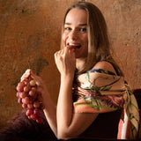 Foulard in pura Seta stampa fiore romantico colore beige e marrone Cod 856