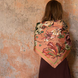 Foulard in pura Seta stampa fiore romantico colore beige e marrone Cod 856