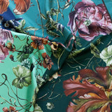 Foulard in pura Seta stampa fiore romantico colore blu e petrolio Cod 857