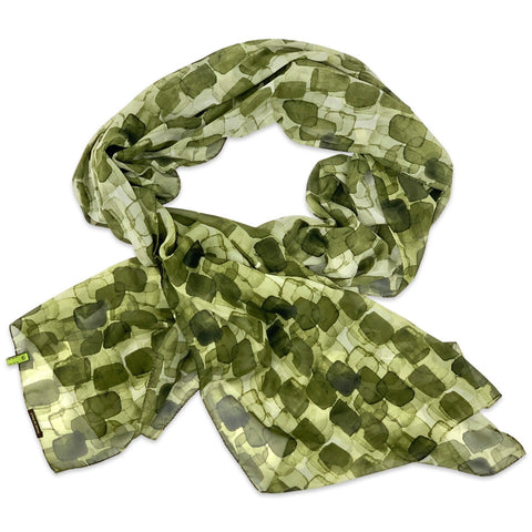 Sciarpa in seta georgette stampa geometrica Verde - 901