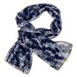 Sciarpa in 100% seta georgette, stampa geometrica Nero 903