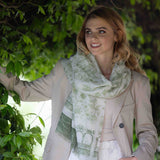 Sciarpa Chiffon Seta Cotone floreale Verde - 913