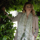 Sciarpa Chiffon Seta Cotone floreale Verde - 913