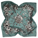 Foulard Seta Fiori romantici Verde Salvia - 918