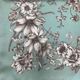 Foulard Seta Fiori romantici Verde Salvia - 918