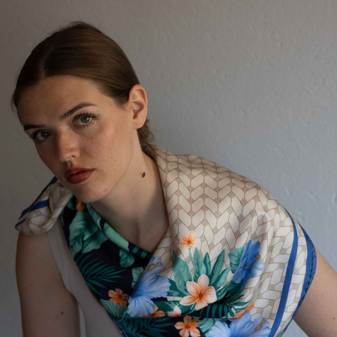 Foulard in Pura Seta Floreale Tropical - 924