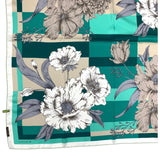 Foulard con Macroflore e Fondo Geometrico Anni '70 - 928