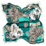 Foulard con Macroflore e Fondo Geometrico Anni '70 - 928