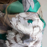 Foulard con Macroflore e Fondo Geometrico Anni '70 - 928